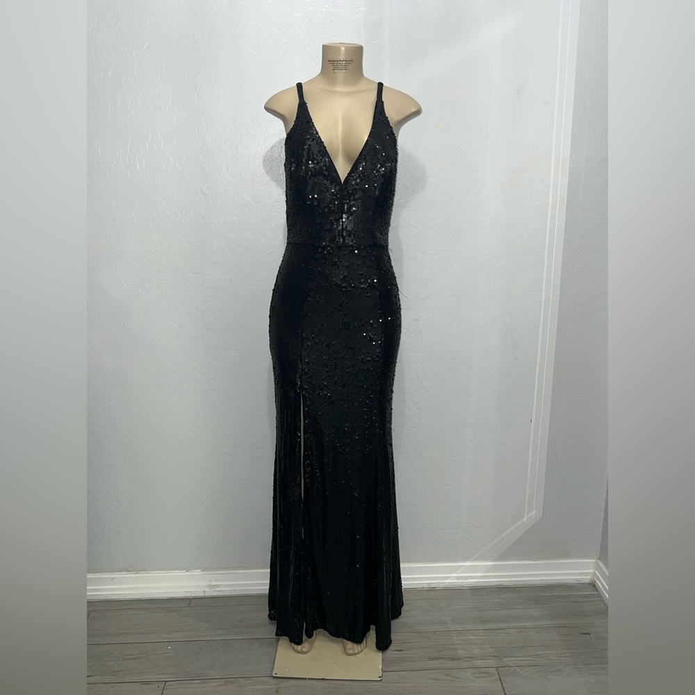 Dress the Population Black Sequin Backless Dress